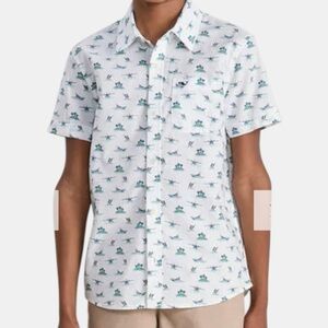 Vineyard Vines Button Up Shirt Boys Youth Sz XL Short Sleeve Cruise Vacation